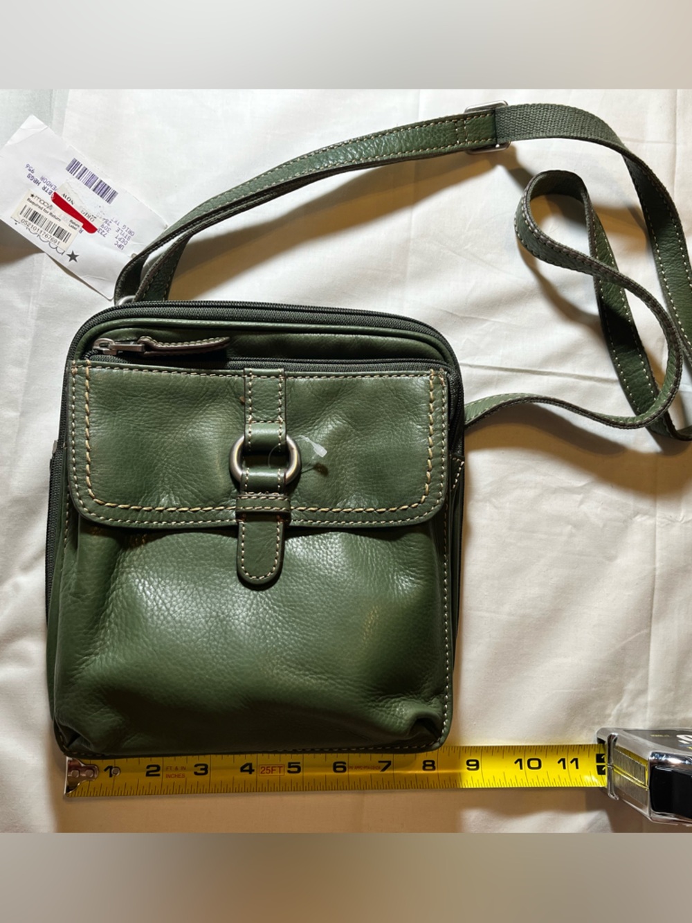 Fossil Green Leather Crossbody Bag